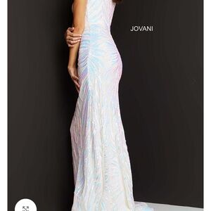 Jovani Iridescent White and Pink Prom Dress